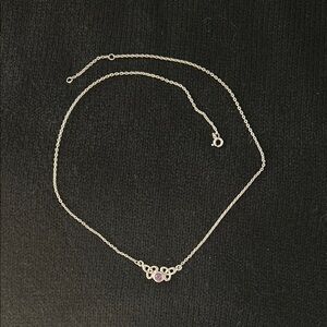 .925 Silver Delicate Choker Necklace Celtic Knot Amethyst Purple Stone 16” 17”
